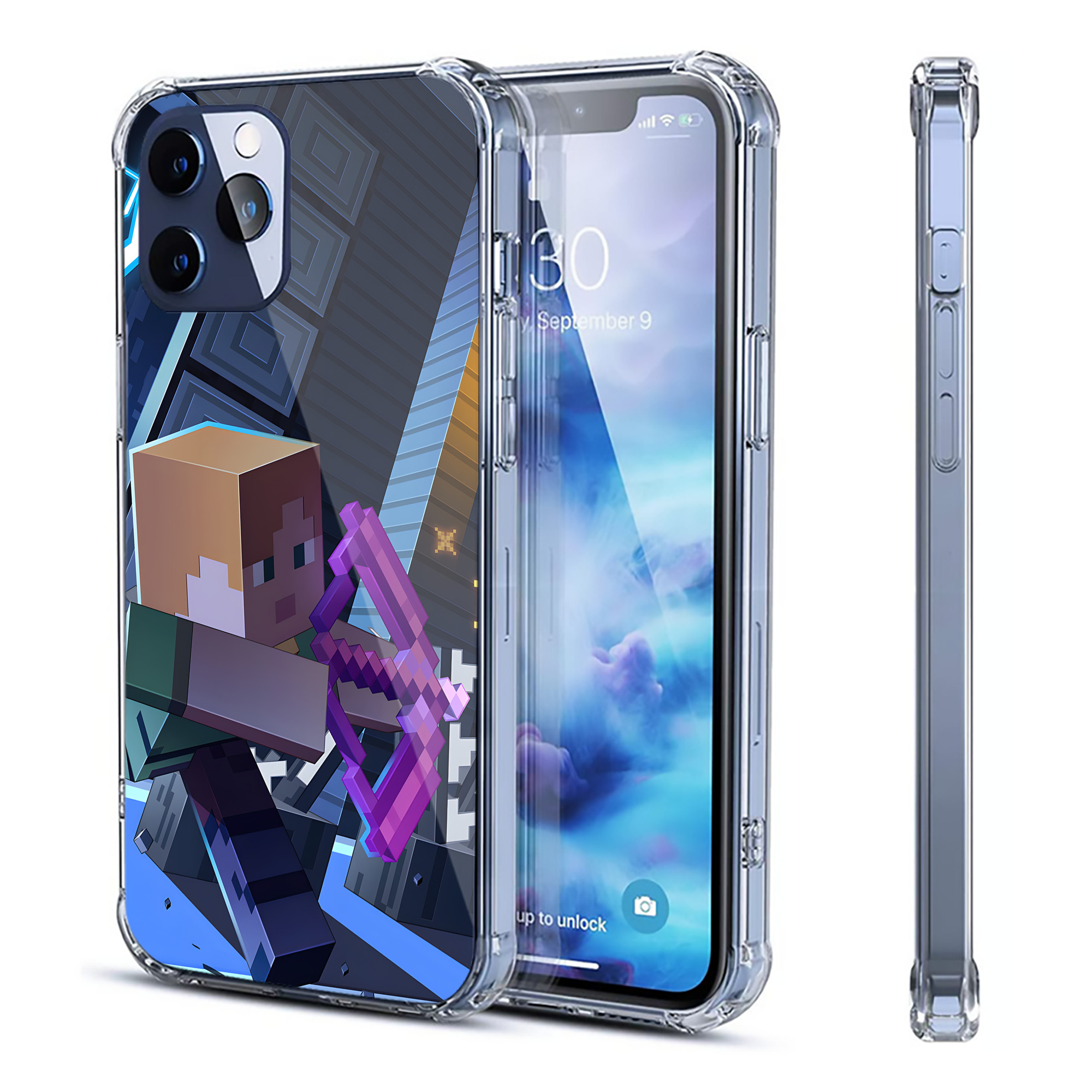 （画像用） マインクラフト ブロックの世界 Minecraft MC Block world 【iPhone 12シリーズ対応】透明スマホケース（クリアソフトケース）